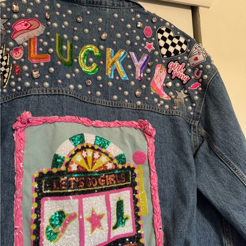 Handmade Personalized Levi Jean Jacket- Lets Go Girls Jean Jacket - Picture 3 of 9